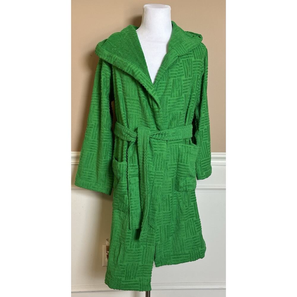 Bottega Veneta Men's Intrecciato Cotton Terry Bath Robe Green M 656097 NWT $700
